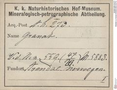 Etiketten zu Granat (NHMW-MIN-Ah273)